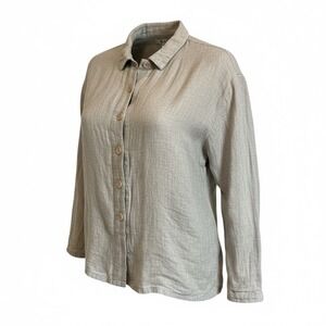 FLAX By Jeanne Engelhart 100% Linen Women's Button Up Brown Size Medium